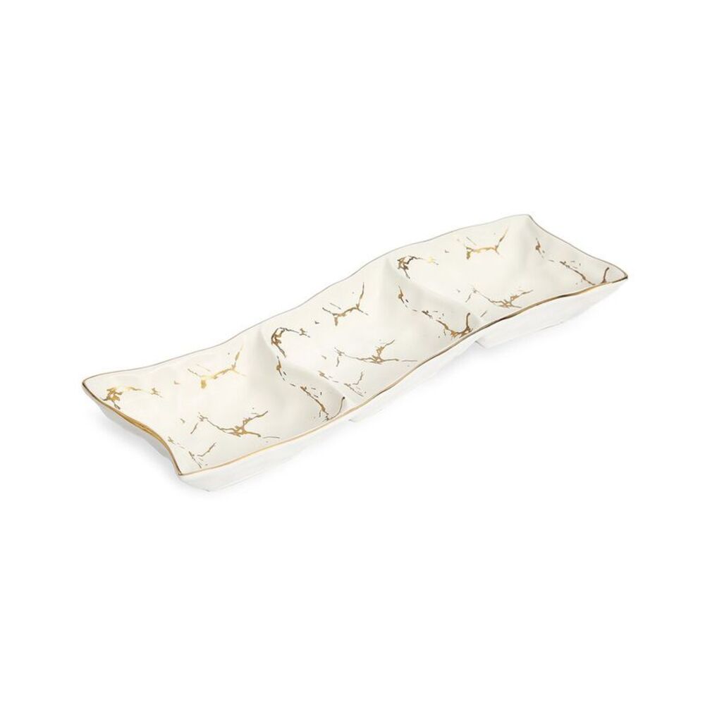 Alice Pazkus Porcelain Relish Dish With Design, White